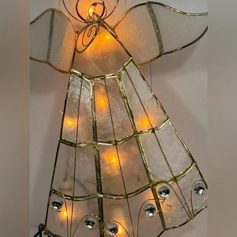 Vintage Capiz Shell Angel Tree Topper Lights Up By Kurt Adler - In Box